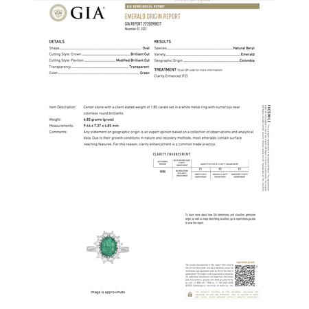 Ring Vintage .72ctw Round Diamonds 1.80ct Colombian Emerald 18kw Sz5.5 223110006