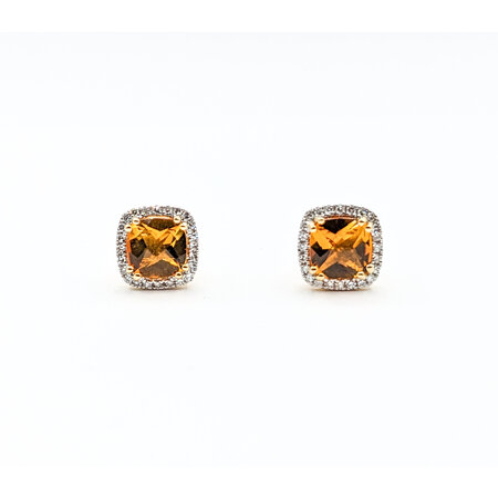 Earrings Stud .19ctw Diamonds 1.81ctw Citrine 14ky .3x.3" 123110116