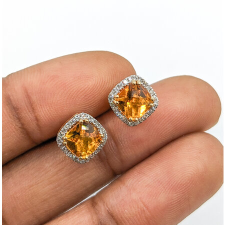 Earrings Stud .19ctw Diamonds 1.81ctw Citrine 14ky .3x.3" 123110116