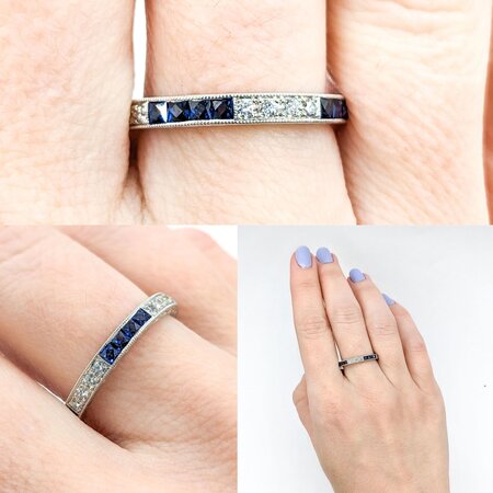 Ring Eternity .32ctw Diamonds 1.00ctw Sapphire 18kw Sz6.5 123110104