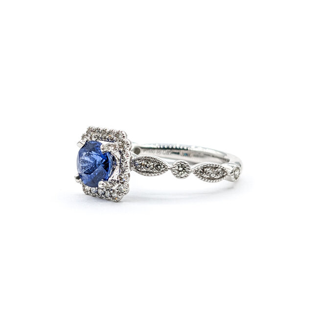 Ring .45ctw Diamonds 1.37ct Sapphire 950pt Sz7 123040055