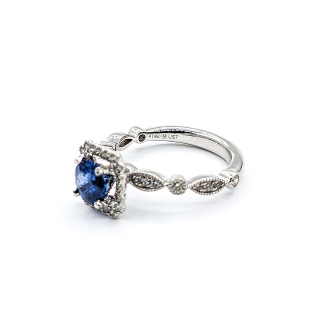 Ring .45ctw Diamonds 1.37ct Sapphire 950pt Sz7 123040055
