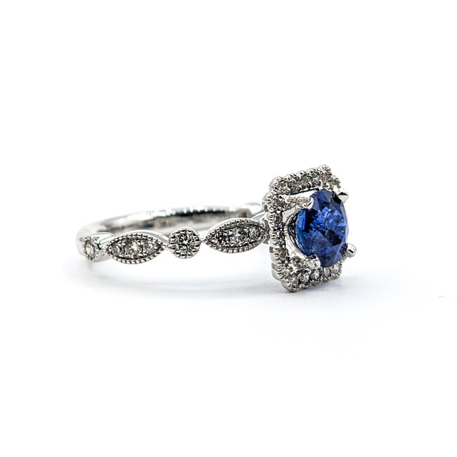 Ring .45ctw Diamonds 1.37ct Sapphire 950pt Sz7 123040055