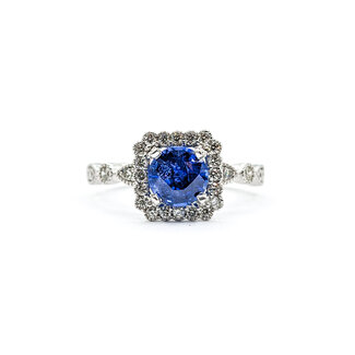 Ring .45ctw Diamonds 1.37ct Sapphire 950pt Sz7 123040055