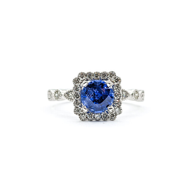 Ring .45ctw Diamonds 1.37ct Sapphire 950pt Sz7 123040055