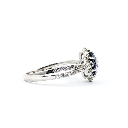 Ring .50ctw Round Diamonds 1.0ctw Sapphires 18kw Sz7.5 223110029