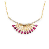  Necklace Bar .21ctw Diamonds .69ctw Ruby 14ky 1.6x.75, 17" 123110152