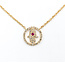 Necklace Hamsa .20ctw Diamonds .02ct Ruby 14ky 15.5-17.5" 123110142
