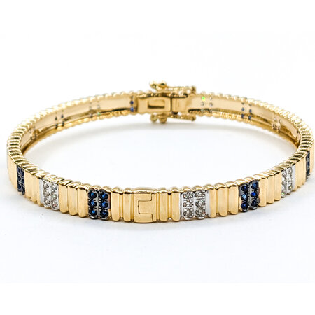 Bracelet Bangle .54ctw Diamonds .68ctw Sapphire 14ky 6.75" 123110149