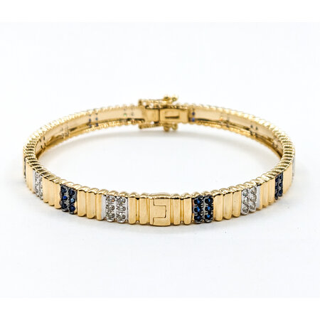 Bracelet Bangle .54ctw Diamonds .68ctw Sapphire 14ky 6.75" 123110149