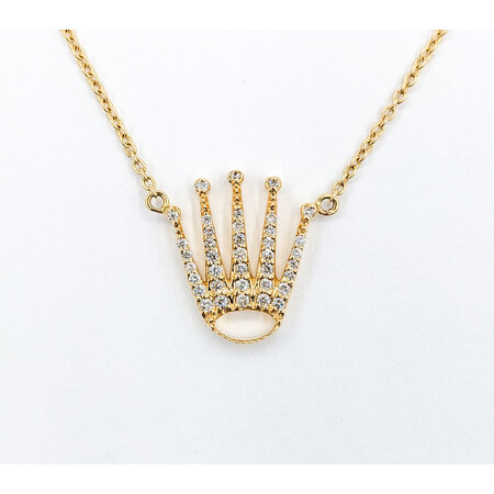 Necklace Rolex Crown .16ctw Diamonds 14ky 16-18" 123110163
