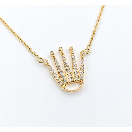 Necklace Rolex Crown .16ctw Diamonds 14ky 16-18" 123110163