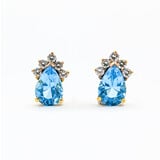  Earrings Stud .33ctw Diamonds 3.3ctw Blue Topaz 18ky .45x.33" 123110105