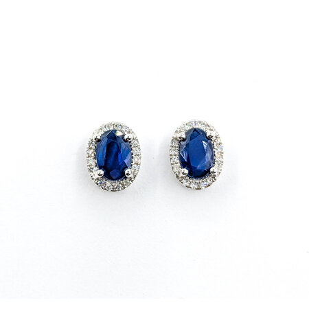 Earrings Stud .10ctw Diamonds 1.07ctw Sapphire 14kw .3x.25" 123110114