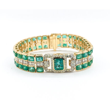 Bracelet 3.56ctw Diamonds 31.98ctw Emerald 14ky 7" 223120001