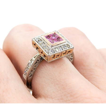 Ring .33ctw Diamonds .60ctw Pink Sapphire 14ktt Sz6.5 123110099