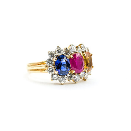 Ring .50ctw Round Diamonds 2.25ctw Ruby,Blue Sapphire,Yellow Sapphire 18ky Sz4.75 223110053