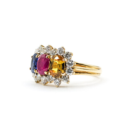 Ring .50ctw Round Diamonds 2.25ctw Ruby,Blue Sapphire,Yellow Sapphire 18ky Sz4.75 223110053