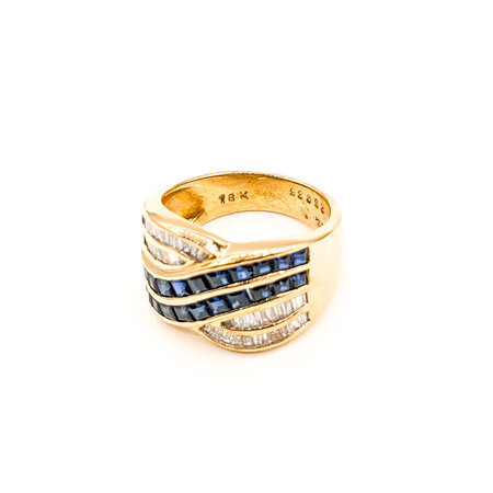 Ring .50ctw Baguette Diamonds 1.75ctw Sapphire 18ky Sz7 223110093