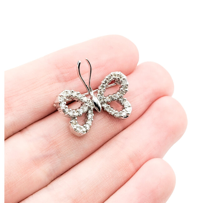 Brooch Butterfly .50ctw Round Diamonds 14kw 21x19mm 223110116
