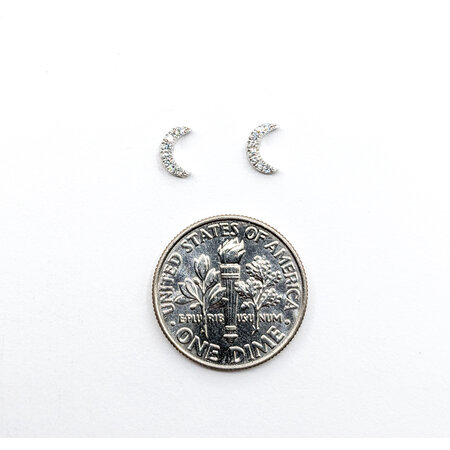 Earrings Moon .08ctw Round Diamonds 14kw 6x4mm 223110118