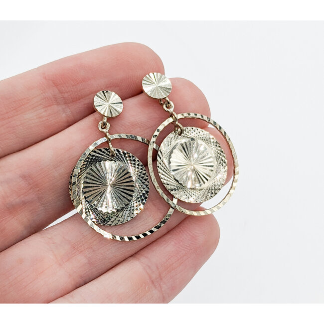 Earrings Dangle Discs 14kw 32x22mm 223110107