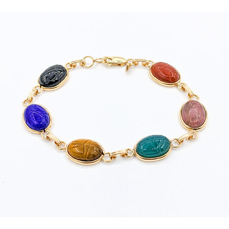 Bracelet Scarab Multi Stones 14ky 7.5" 223110055