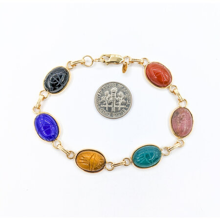 Bracelet Scarab Multi Stones 14ky 7.5" 223110055