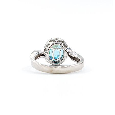 Ring .25ctw Round Diamonds 5.0ct Blue Zircon 14kw Sz6 223110097