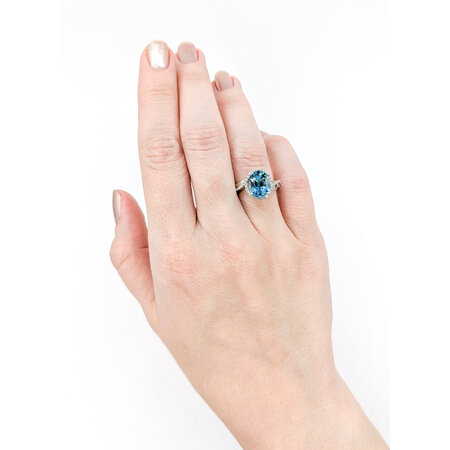 Ring .25ctw Round Diamonds 5.0ct Blue Zircon 14kw Sz6 223110097