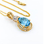 Pendant W/chain .02ctw Round Diamonds 14x10mm Topaz 14ky 18" 223120095