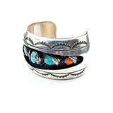  Bracelet Navajo Turquoise/Coral SS 6" 223120104