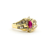  Ring .50ctw Round/Baguette Diamonds .30ct Ruby 14ky Sz7.25 223120116