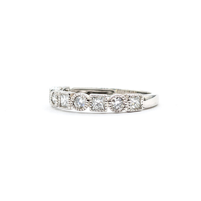 Ring .75ctw Round/Princess Diamonds 14kw Sz7 223110091