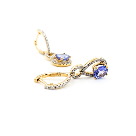 Earrings Dangle .50ctw Round Diamonds 5.8-6mm Tanzanite 14ky 28.5x9mm 223120094