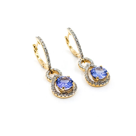 Earrings Dangle .50ctw Round Diamonds 5.8-6mm Tanzanite 14ky 28.5x9mm 223120094