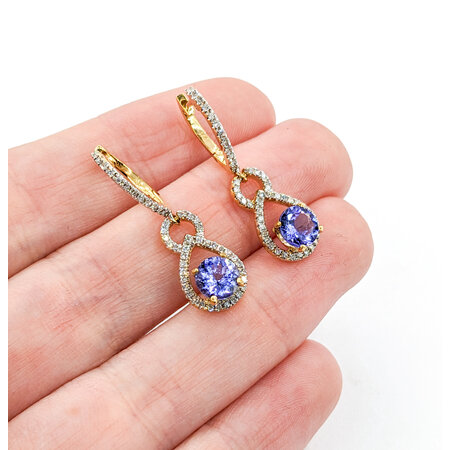 Earrings Dangle .50ctw Round Diamonds 5.8-6mm Tanzanite 14ky 28.5x9mm 223120094