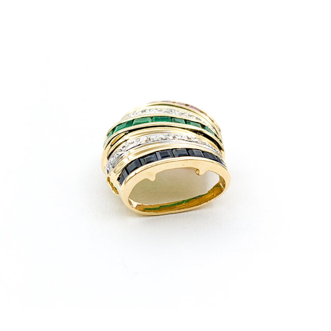 Pendant .02ctw Single Cut Diamonds .30ctw/Each Sapphire/Ruby/Emerald 14ky 20.5x15mm 223120125