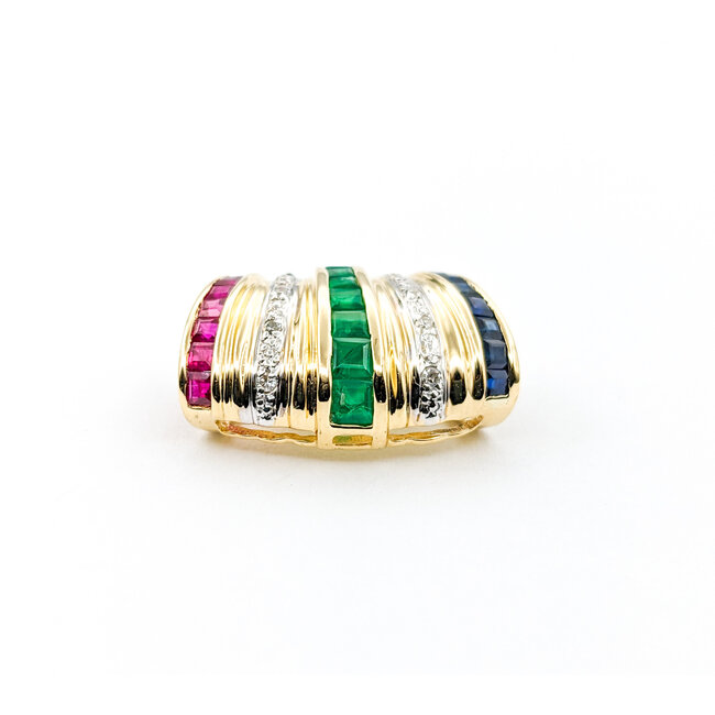 Pendant .02ctw Single Cut Diamonds .30ctw/Each Sapphire/Ruby/Emerald 14ky 20.5x15mm 223120125