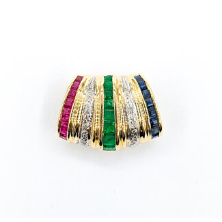 Pendant .02ctw Single Cut Diamonds .30ctw/Each Sapphire/Ruby/Emerald 14ky 20.5x15mm 223120125