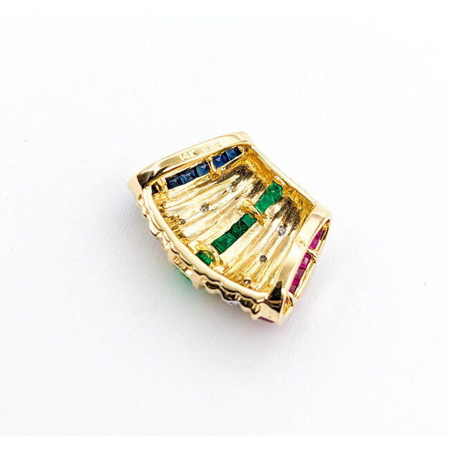 Pendant .02ctw Single Cut Diamonds .30ctw/Each Sapphire/Ruby/Emerald 14ky 20.5x15mm 223120125