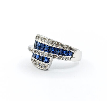 Ring .25ctw Round Diamonds 1.0ctw Sapphires 14kw Sz5.5 223120056