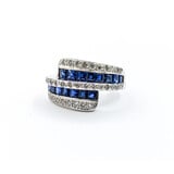  Ring .25ctw Round Diamonds 1.0ctw Sapphires 14kw Sz5.5 223120056