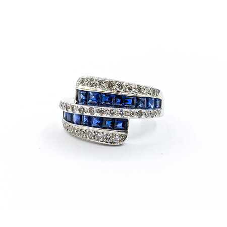 Ring .25ctw Round Diamonds 1.0ctw Sapphires 14kw Sz5.5 223120056