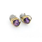  Earrings David Yurman 10mm Round Amethyst 14ky/SS 21x12.5mm 223120160