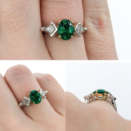 Ring .47ctw Kite Diamonds Emerald 18ky/Platinum Sz5.5 223110002