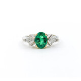  Ring .47ctw Kite Diamonds Emerald 18ky/Platinum Sz5.5 223110002