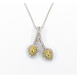  Pendant Canary Star W/Chain .60ctw Pear/Round Diamonds 18k/14kw 20" 223120108