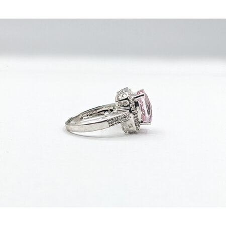 Ring .06ctw Round Diamonds 10x8mm Pink Topaz 14kw Sz5 223120060