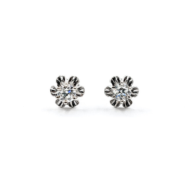 Earrings Buttercup Studs .45ctw Old European Diamonds 14kw 7.7mm 223120098